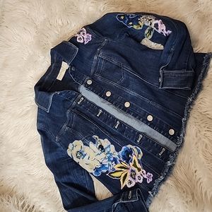 Chico's Petites embroidered Jean jacket